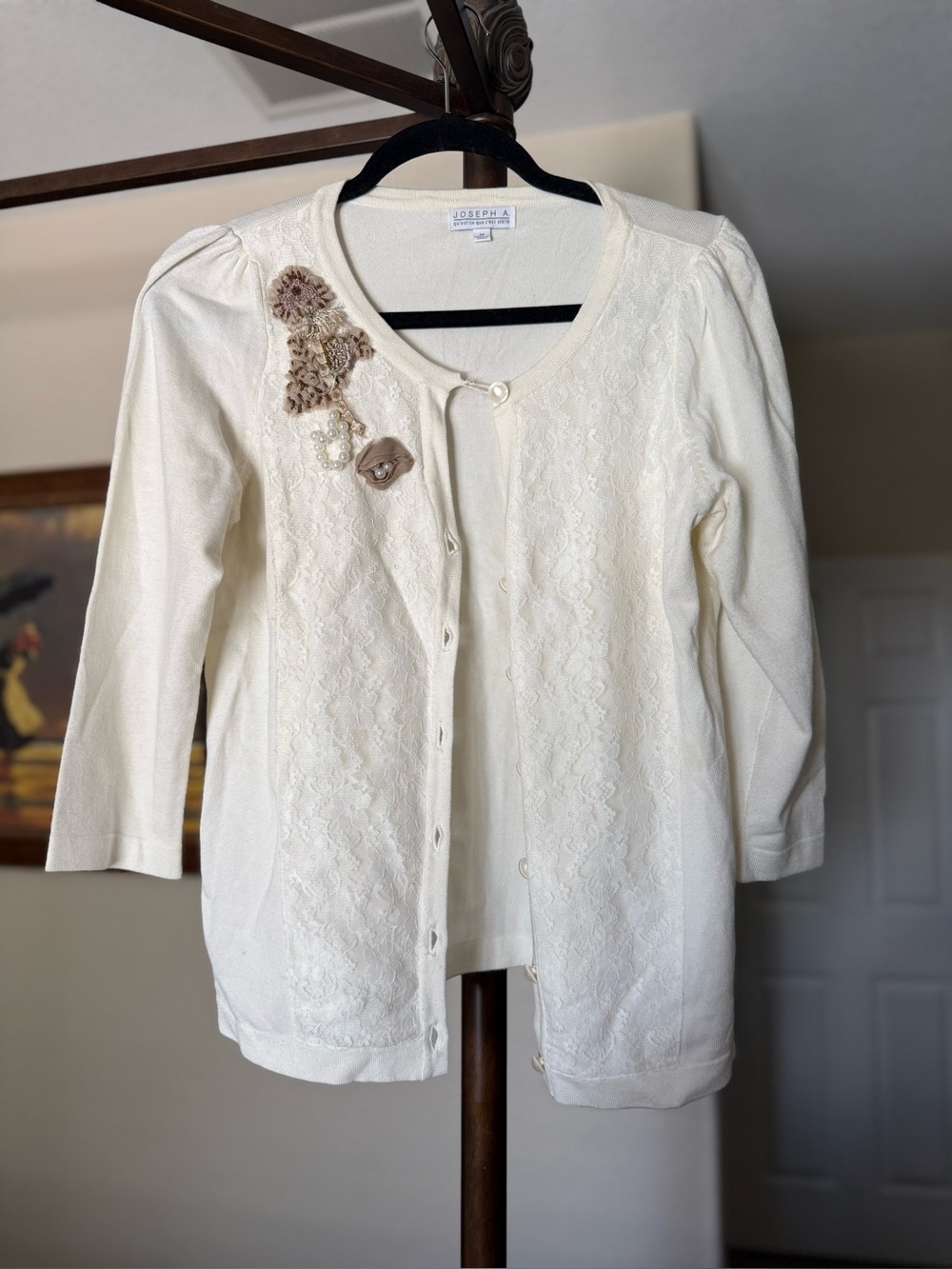 Joseph Open-Front Cream Lightweight Cardigan